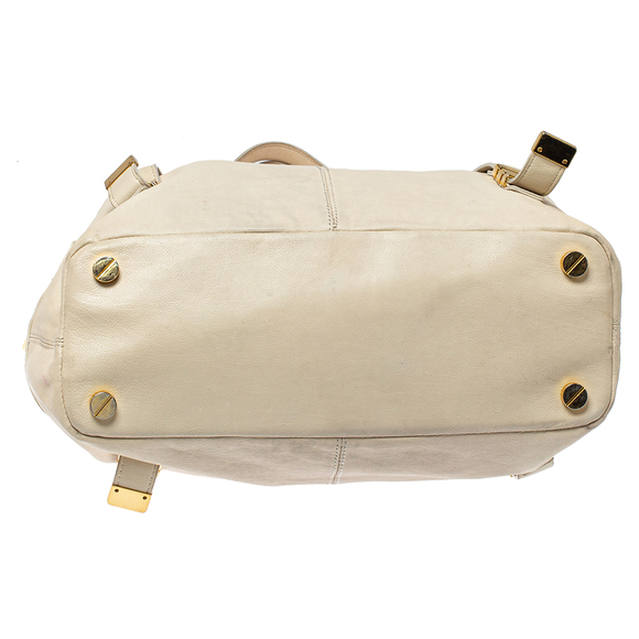 MICHAEL KORS Cream Leather Buckle Side Pocket Shoulder Bag - Picture 7 of 9
